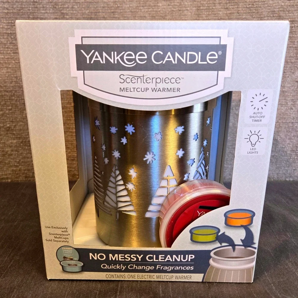 Yankee Candle Scenterpiece MeltCup Warmer Silver Christmas Tree LED Timer + Melt